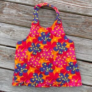 Y2K Copper Key Girls 100% Cotton Tropical Vibrant Floral Print Halter Top